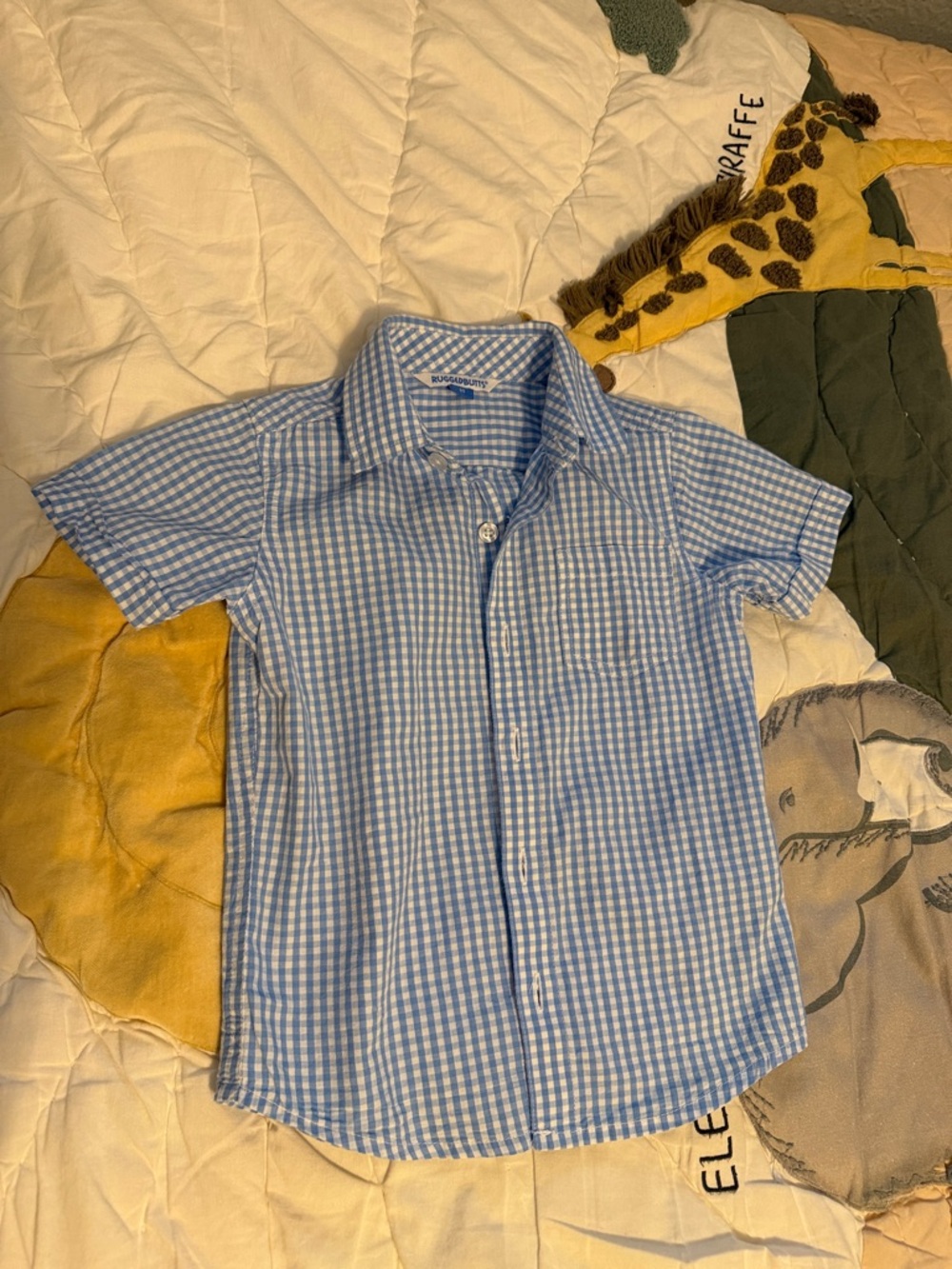 Blue Gingham Short-Sleeve Button-Down Shirt for Kids - Unbranded